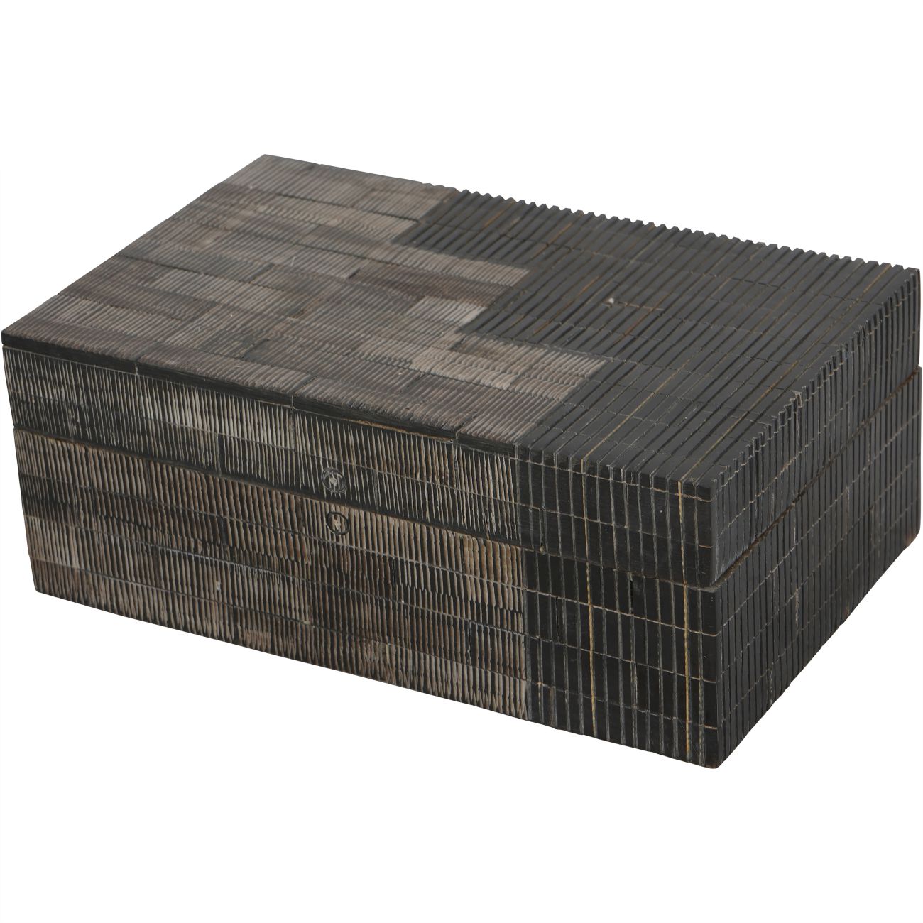 Rustic Grey & Black Buffalo Horn Storage Box Small